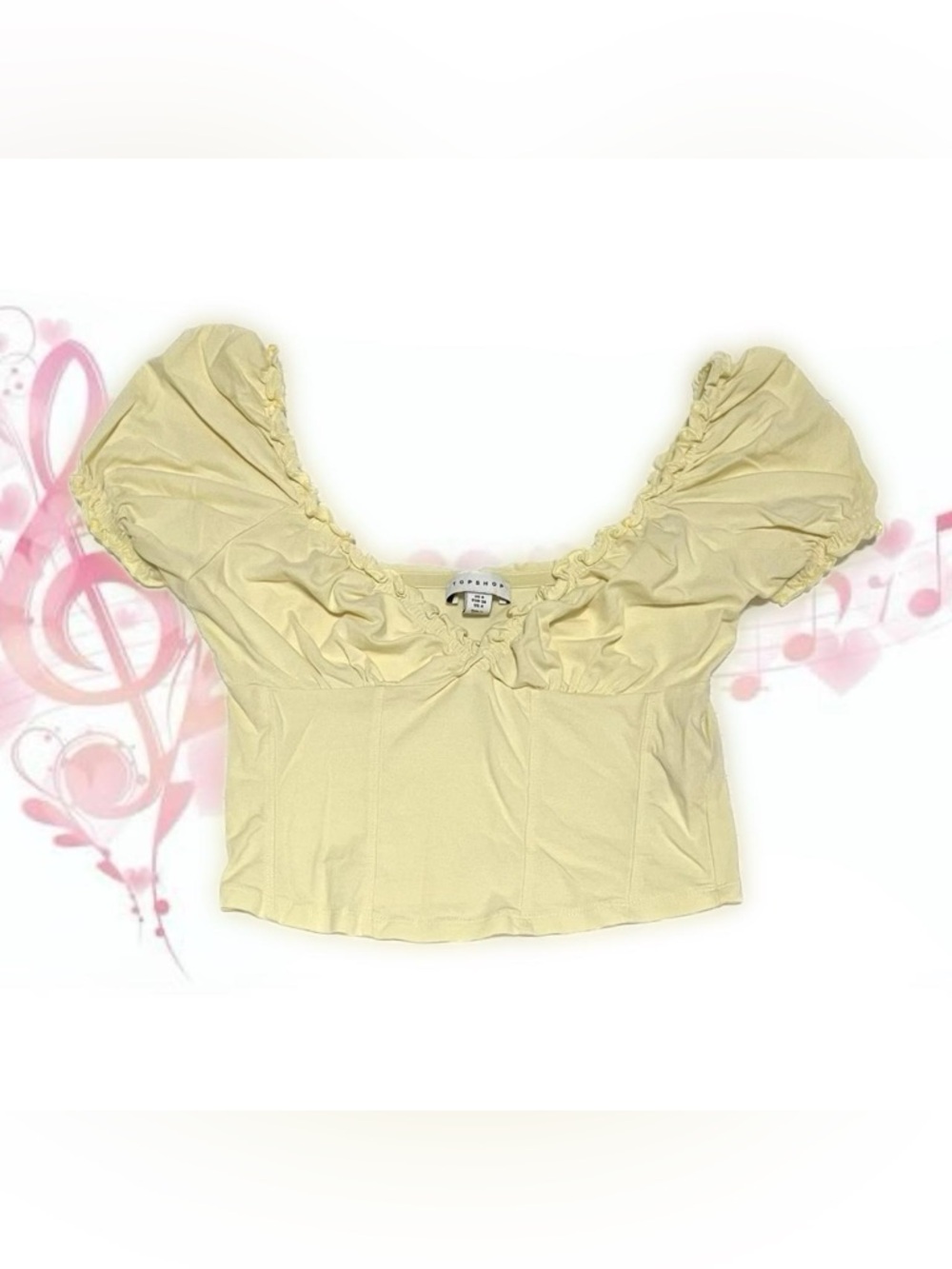 topshop pastel yellow milkmaid crop top